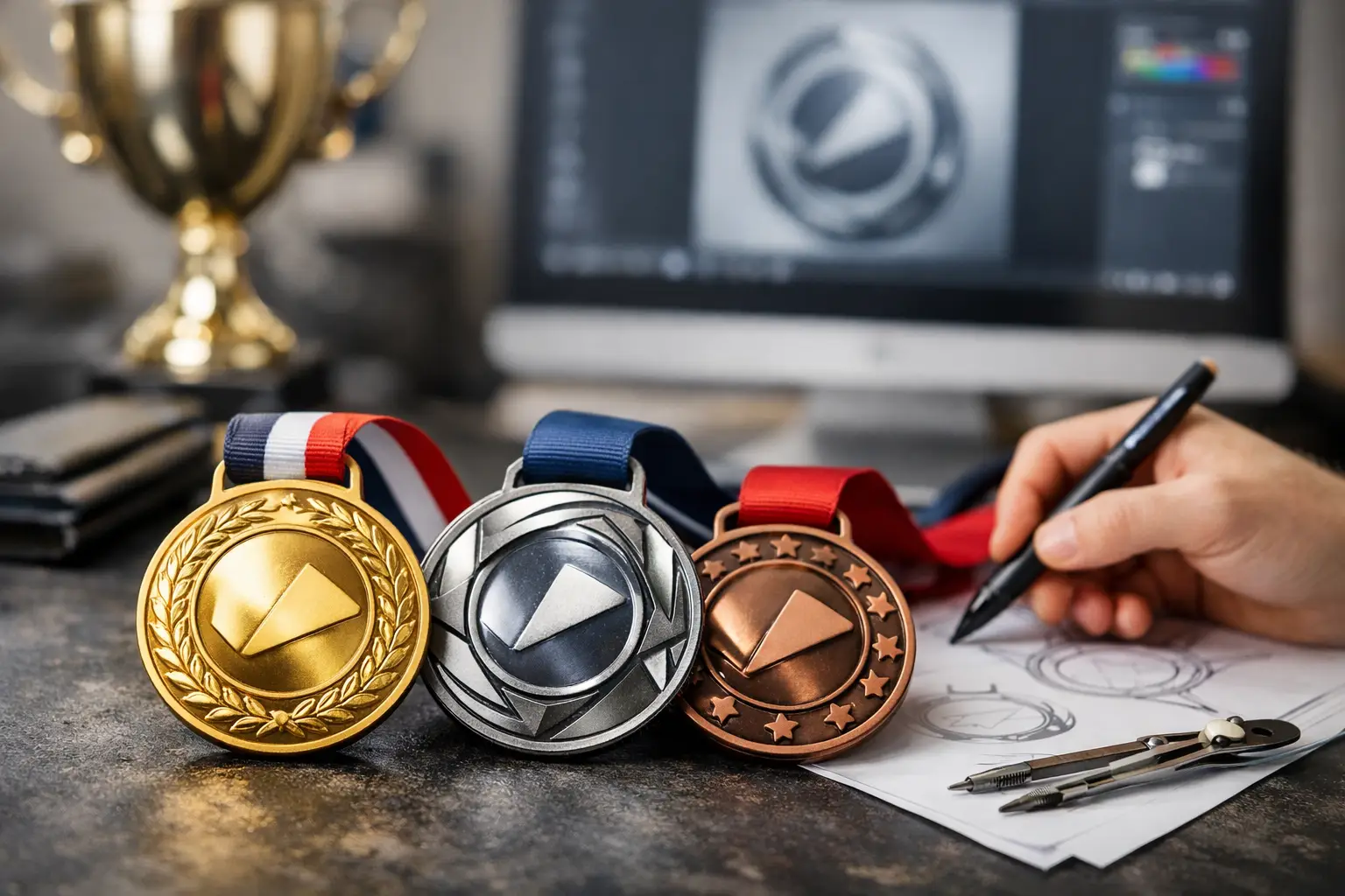 Médailles sportives personnalisées avec logo