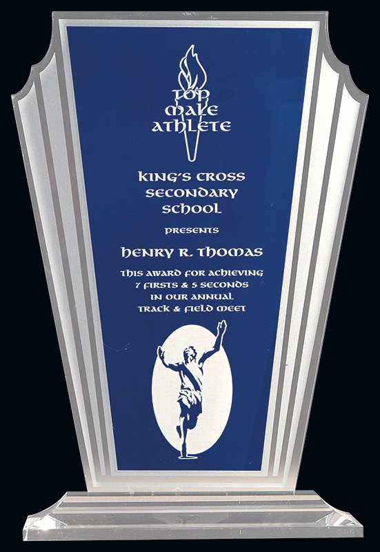 Trophée acrylique silhouette bleue