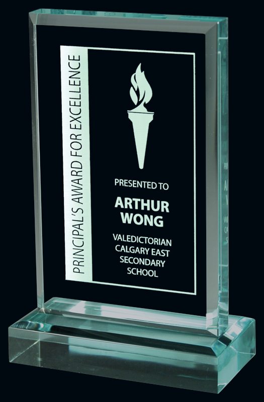 Trophée acrylique jade prestige 6¼ po — 6¼ po · Réf. PDU-AT22ACJ08CB2 — gravure personnalisée — Mr Trophée