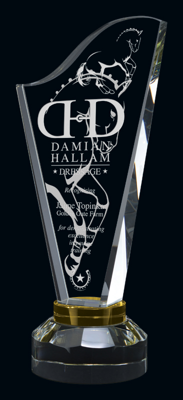 Trophée cristal Harpe bleu 9½ po