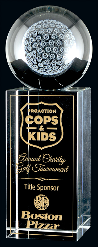 Cristal golf laser 3D Rise & Shine 6¼ po — 6¼ po · Réf. PDU-CRY15034C — gravure personnalisée — Mr Trophée