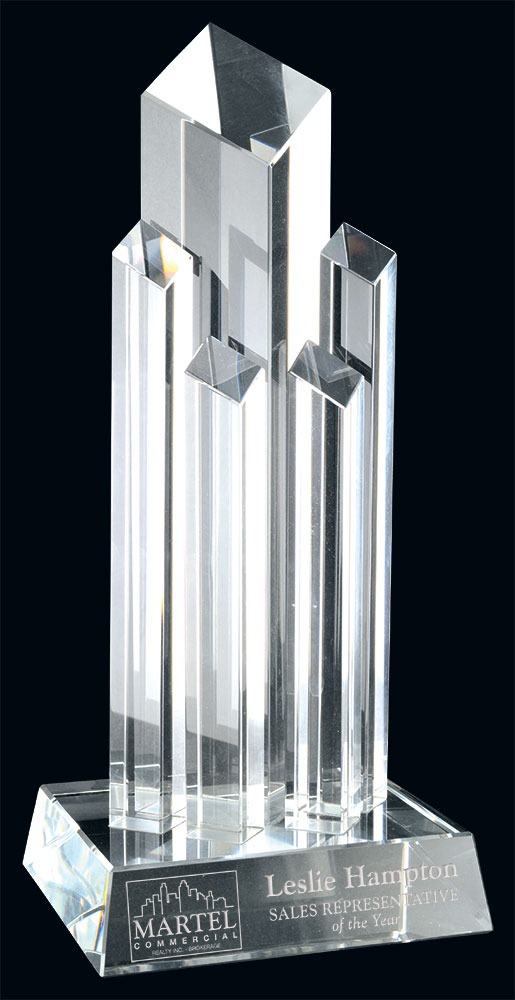 Trophée cristal Millénaire 11 po — 11 po · Réf. PDU-CRY96711 — gravure personnalisée — Mr Trophée