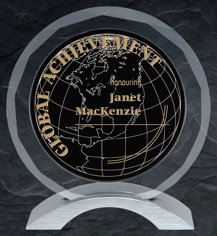 Trophée verre noir Meridian 6 po