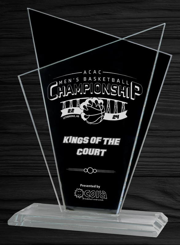 Plaza Black Mirror Glass Award 8⅛" — 81/8 po · Ref. PDU-GL02893B-K — custom engraving — Mr Trophée
