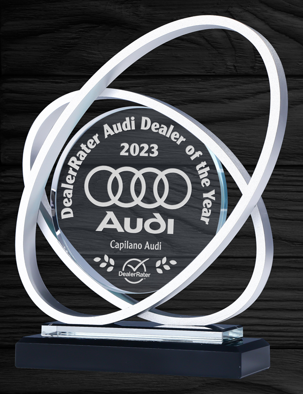 Trophée verre Saturne argent 8¼ po — 8¼ po · Réf. PDU-GL03012S — gravure personnalisée — Mr Trophée