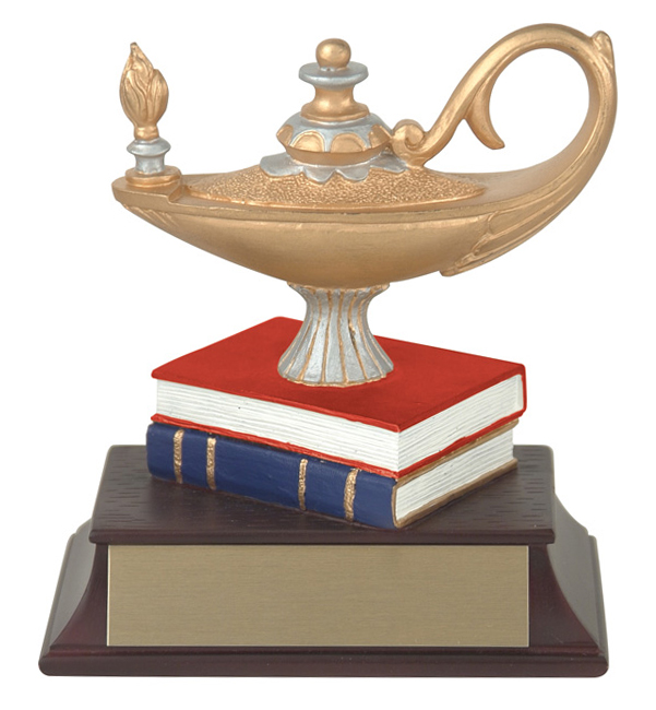 Trophée résine lampe du savoir 4½ po