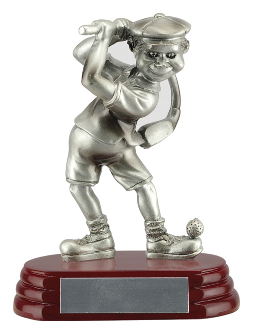 Trophée résine golfeur comique porte-balle