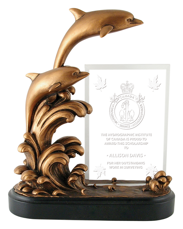 Trophée résine dauphin avec plaque