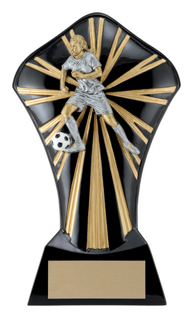 Trophée résine soccer Cobra femme 8⅜ po — 83/8 po · Réf. PDU-RFF2401KG — gravure personnalisée — Mr Trophée