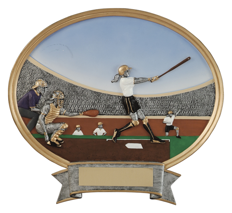 Trophée résine ovale baseball féminin