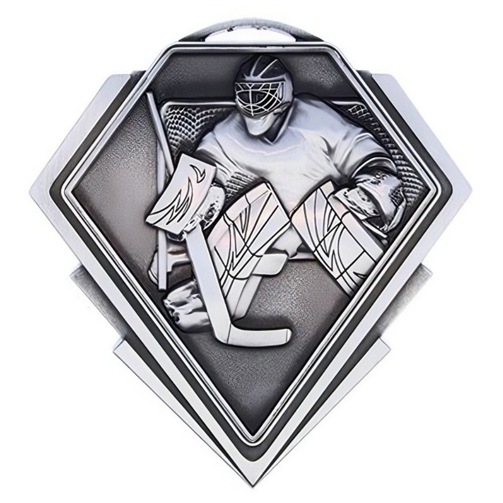 Médaille Gardien de But Hockey Argent 3″ – MMD857S