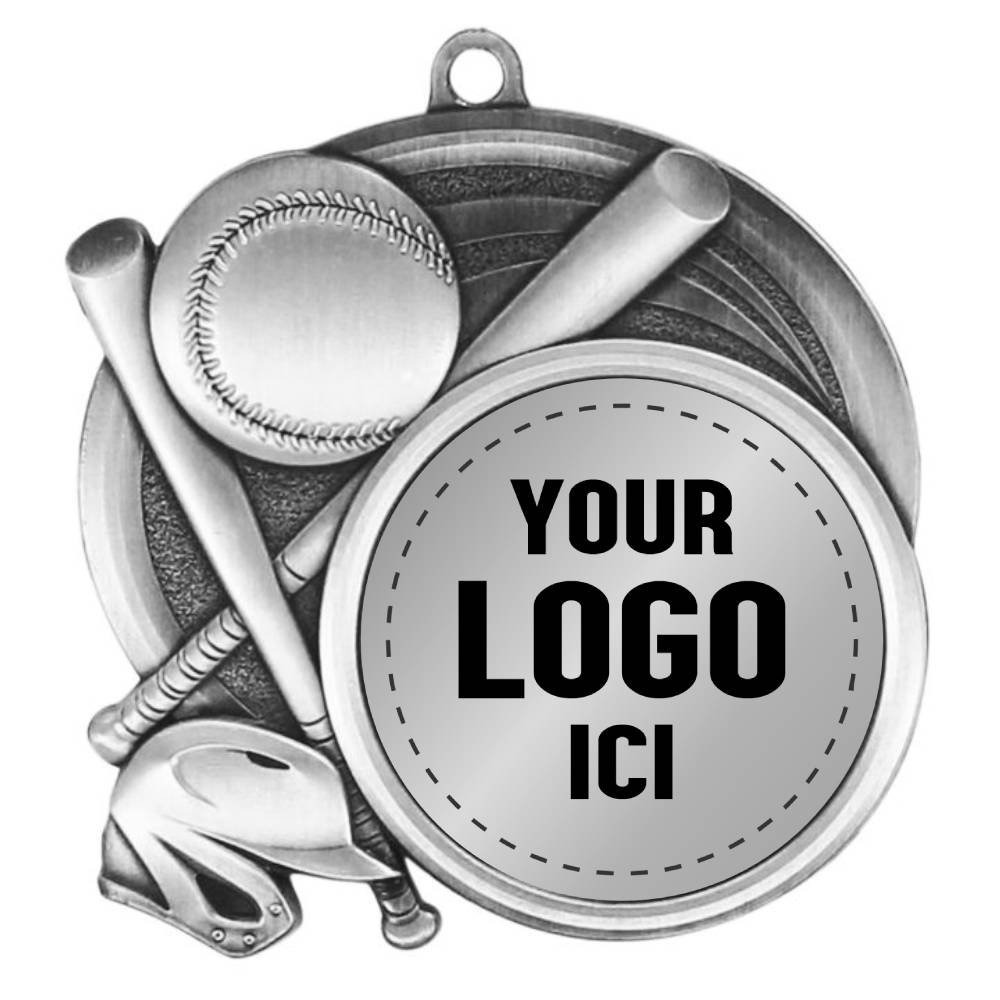 Médaille Baseball Argent 2.5″ – MSI-2502S