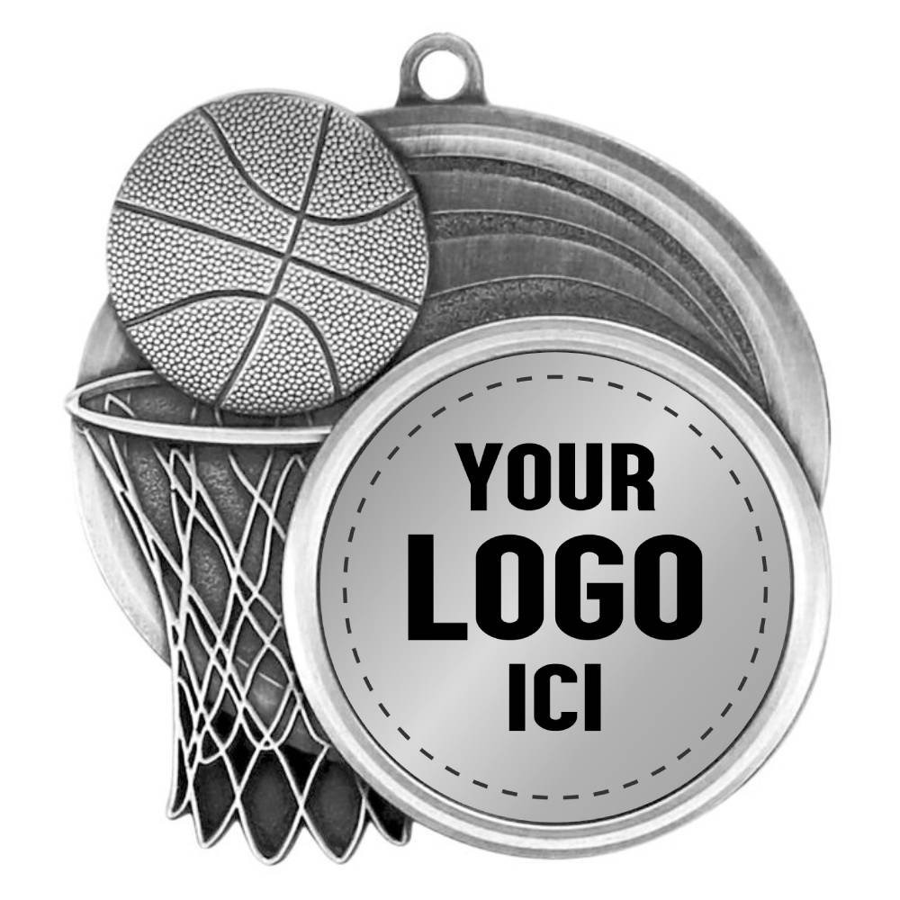 Médaille Basketball Argent 2.5″ – MSI-2503S
