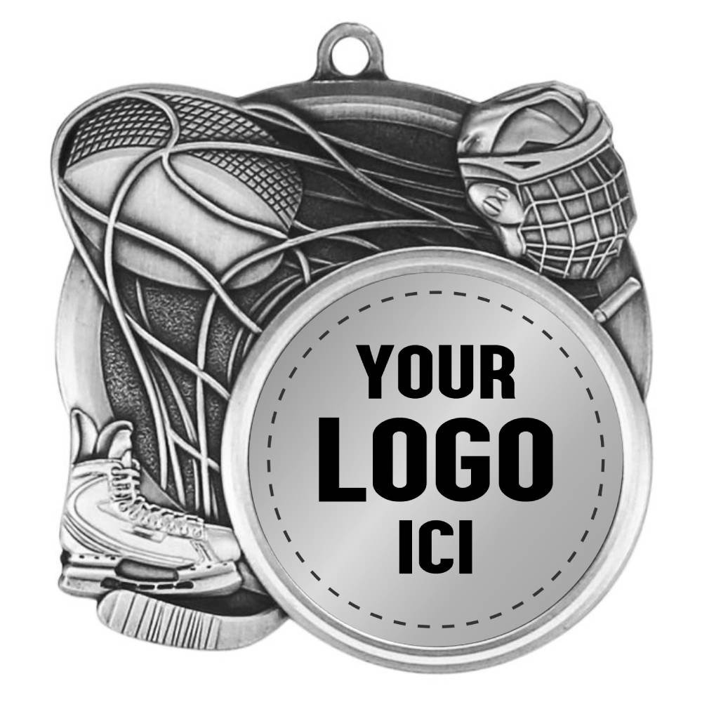 Médaille Hockey Argent 2.5″ – MSI-2510S