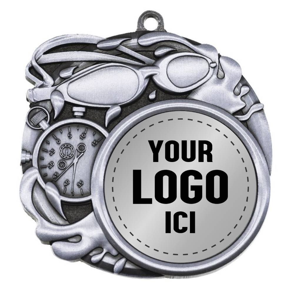 Médaille Natation Argent 2.5″ – MSI-2514S