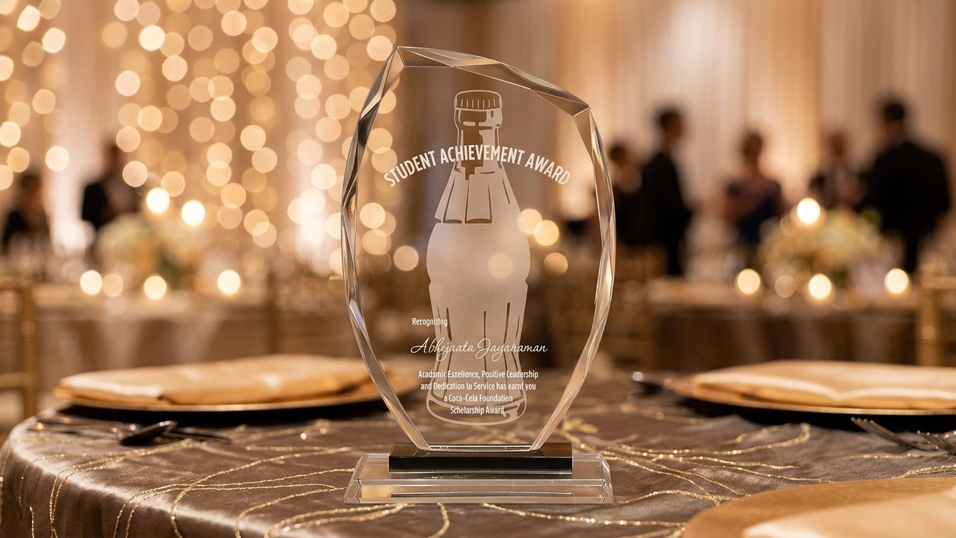 Trophée cristal Beijing 8⅝ po — 85/8 po · Réf. PDU-GL01112B — gravure personnalisée — Mr Trophée — 2