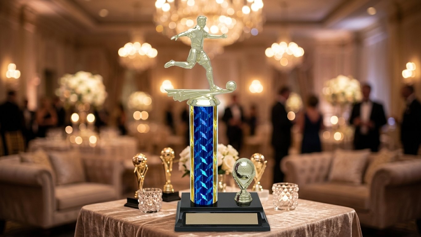 Diamond Plate Column Trophy 12.5 Inch — 12½ po · Ref. PDU-AT22CND2002B — custom engraving — Mr Trophée — 2