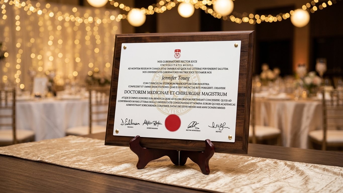 Porte-certificat merisier encastré 13 po