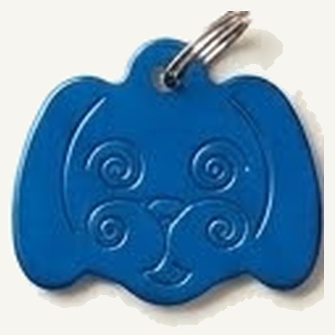 Plaque Tête de chien — Bleu — Gravure incluse — anneau d'attache inclus — gravure personnalisée — Mr Trophée — 3