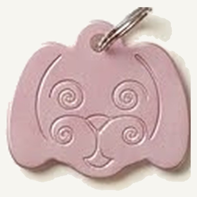 Plaque Tête de chien — Rose pâle — Gravure incluse — anneau d'attache inclus — gravure personnalisée — Mr Trophée — 3