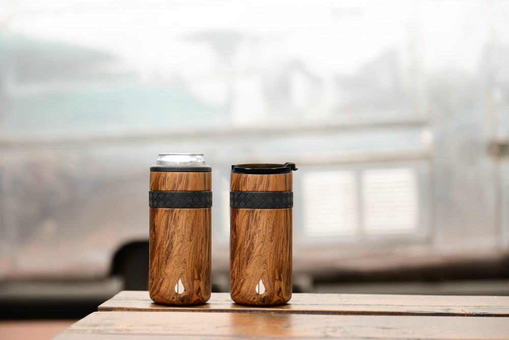 Élémental® 12oz. Gobelet de voyage DuoSip - Gobelet à café isolé avec couvercle rabattable interchangeable et refroidisseur de canette mince 2 en 1