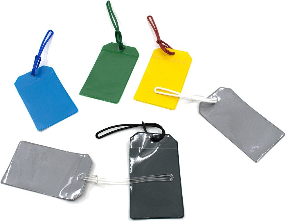 Étiquette à bagage avec boucle en plastique