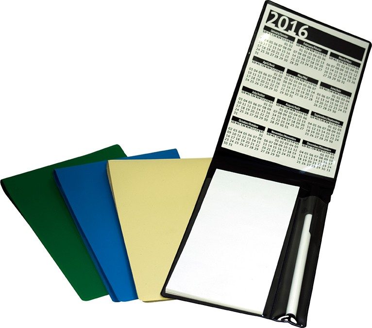 Bloc-notes en vinyle avec calendrier et stylo bâton