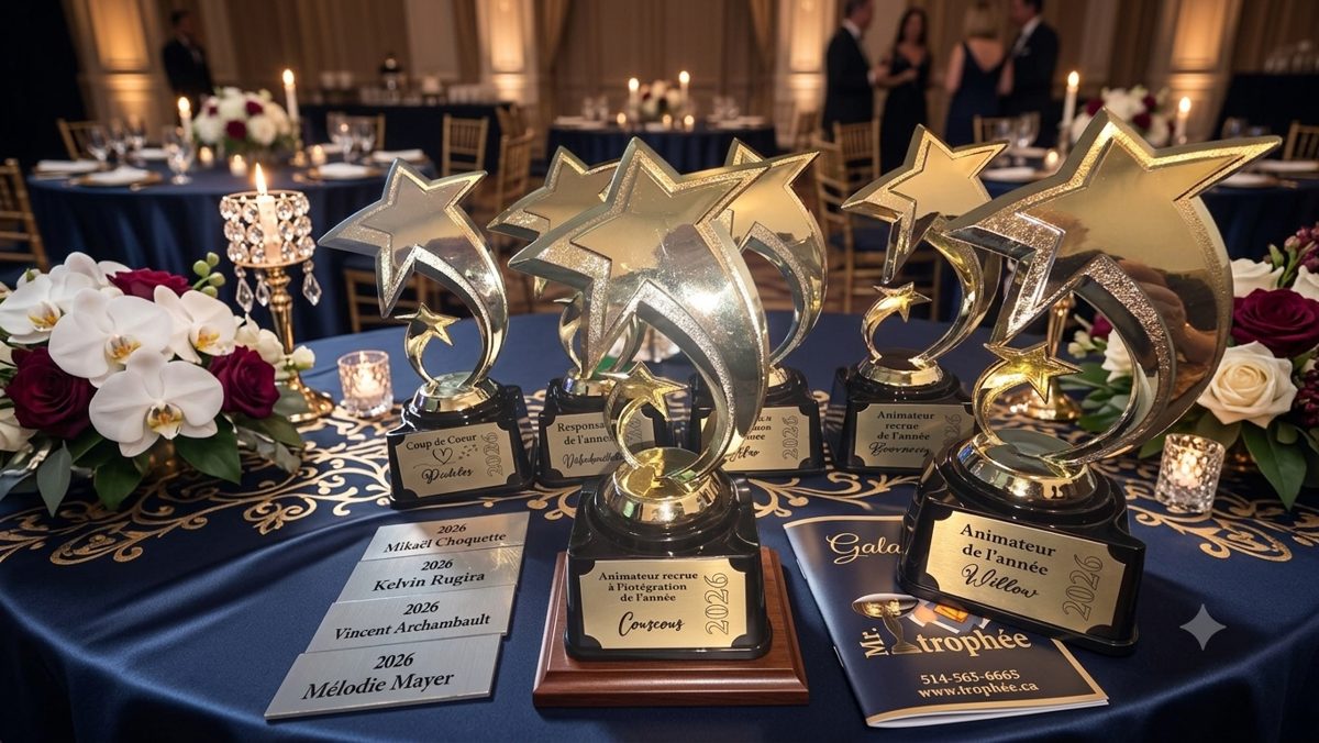 Gala 2026 — trophées étoile et plaques gravées